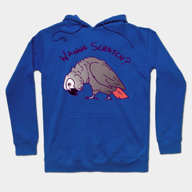 African Grey PArrot Wanna Scratch Hoodie by Einstein Parrot